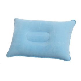 Portable Fold Inflatable Air Pillow Outdoor Travel Sleeping Camping PVC Neck Stretcher Backrest Plane Comfortable Pillow - G911F-light blue - 43X27cm