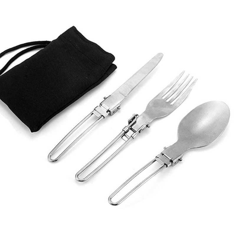 1pcs Camping Fork Spoon Outdoor Tableware Foldable Ultralight Stainless Steel Set Of Dishes For Camping Outdoor Cooking - Light Gray - SPAIN 1pcs Camping Fork Spoon Outdoor Tableware Foldable Ultralight Stainless Steel Set Of Dishes For Camping Outdoor Cooking - Light Gray - SPAIN