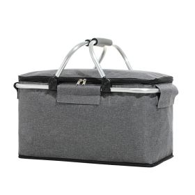 Outdoor Folding Picnic Bag Fruit Basket Thermal Storage Basket - grey