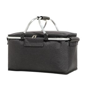 Outdoor Folding Picnic Bag Fruit Basket Thermal Storage Basket - black