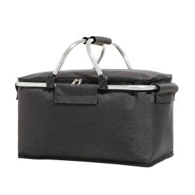 Outdoor Folding Picnic Bag Fruit Basket Thermal Storage Basket - black