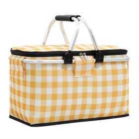 Outdoor Folding Picnic Bag Fruit Basket Thermal Storage Basket - yellow white