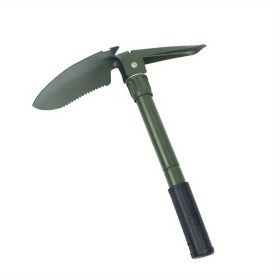 1pc Portable Foldable Camping Shovel - Multifunctional Hiking Tool for Entrenching, Digging, and Cleaning - Green