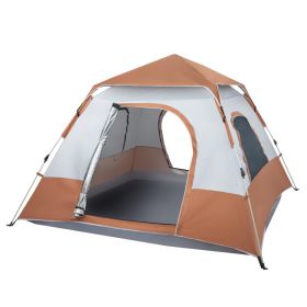240*240*150cm Spring Quick Opening Four-Person Family Tent Camping Tent Brown - as picture