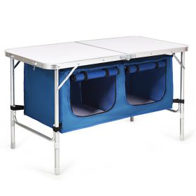Height Adjustable Folding Camping Table - Blue