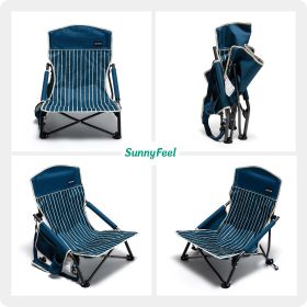 Low Folding Camping Chair, Portable Beach Chairs, Mesh Back Lounger For Outdoor Lawn Beach Camp Picnic - navy blue