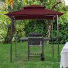 Outdoor Grill Gazebo 8 x 5 Ft;  Shelter Tent;  Double Tier Soft Top Canopy and Steel Frame with hook and Bar Counters - Burgundy