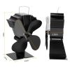 Heat Powered Stove Fan Aluminum Silent Eco Fan For Wood Log Burner Fireplace Warm Air Fan For Winter - Black