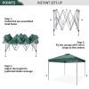 10x10ft Pop Up Canopy Tent Straight Legs Instant Canopy Outdoor With Wheeled Bags - green - powder coated steel frame