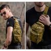 Outdoor Sling Bag Crossbody Pack Chest Shoulder Backpack - Khaki - Mountaineering Bag