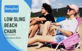 Low Folding Camping Chair, Portable Beach Chairs, Mesh Back Lounger For Outdoor Lawn Beach Camp Picnic - blue