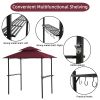 Outdoor Grill Gazebo 8 x 5 Ft, Shelter Tent, Double Tier Soft Top Canopy and Steel Frame with hook and Bar Counters,Burgundy YK - Burgundy