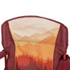 Oversized Camp Chair with Cooler, Ombre Mountains Design, Red and Orange - Ombre Mountain Design
