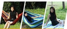 Breathable Hammock with Two Anti Roll Balance Beam - Blue