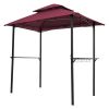 Outdoor Grill Gazebo 8 x 5 Ft, Shelter Tent, Double Tier Soft Top Canopy and Steel Frame with hook and Bar Counters,Burgundy YK - Burgundy
