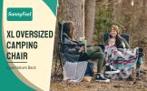 Oversized Folding Camping Chair, Heavy Duty Supports 300 LBS, Portable Chairs For Outdoor Lawn Beach Camp Picnic - grey