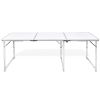 Foldable Camping Table Height Adjustable Aluminum 70.9"x23.6" - White