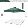 10x10ft Pop Up Canopy Tent Straight Legs Instant Canopy Outdoor With Wheeled Bags - green - powder coated steel frame
