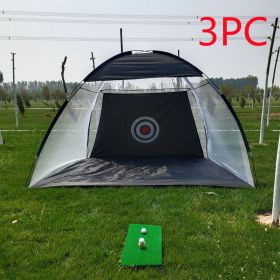 Golf Practice Net Tent Golf Hitting Cage Garden Grassland Practice Tent Golf Training Equipment Mesh Outdoor (Option: 3PC Black 180x200cm)