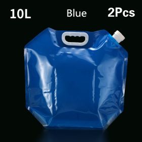 PVC Outdoor Camping Hiking Foldable Portable Water Bags Container (Option: Blue 10L 2pcs)